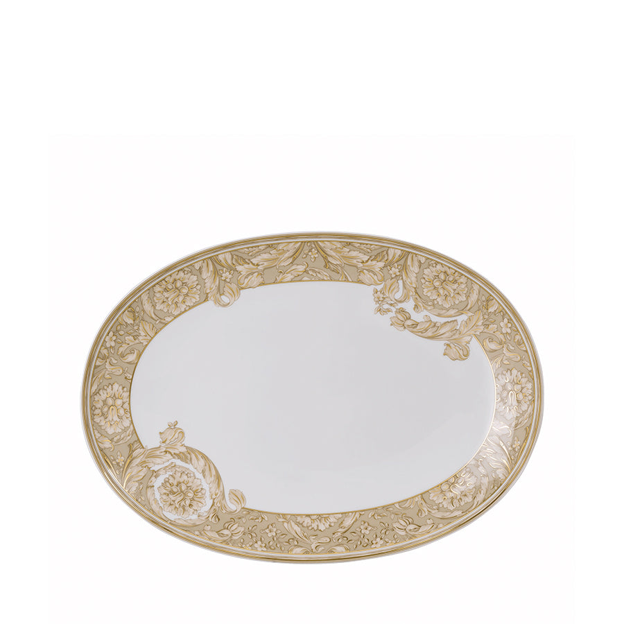 VERSACE Barocco Bej Porselen Oval Servis Tabağı 33 cm D’Maison 