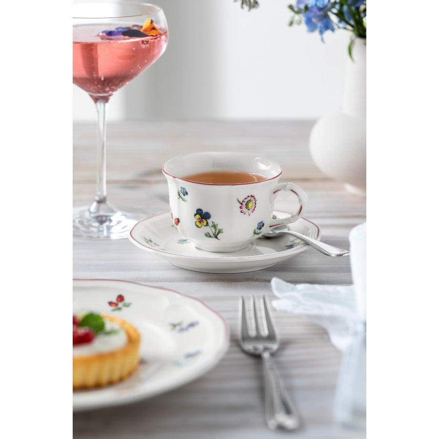 Petite Fleur Çiçek Desenli Porselen Kahve, Çay Fincan ve Tabağı