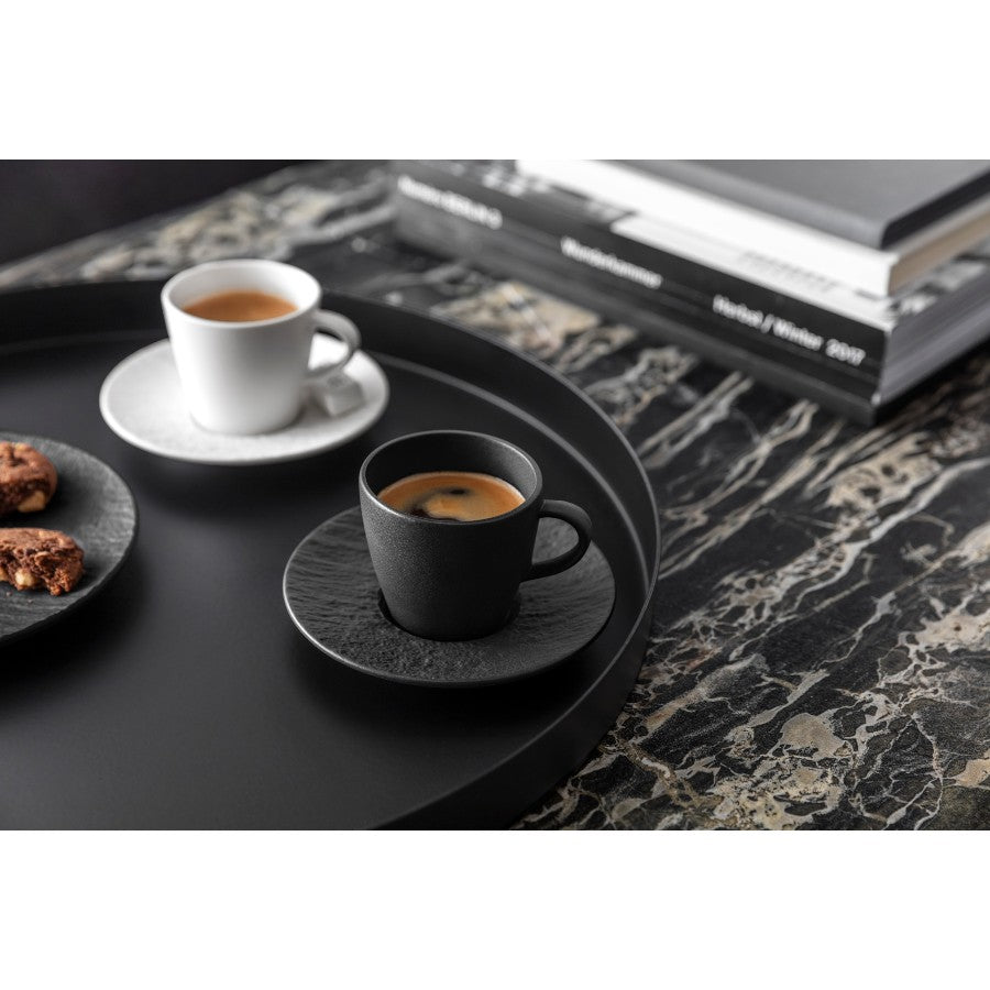 VILLEROY AND BOCH Manufacture Rock Siyah Porselen Türk Kahvesi Fincan ve Tabağı D’Maison 