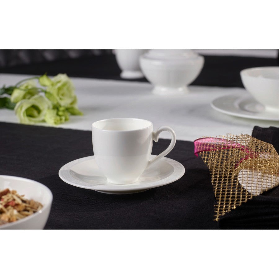 White Pearl Beyaz Türk Kahvesi Fincan ve Tabağı