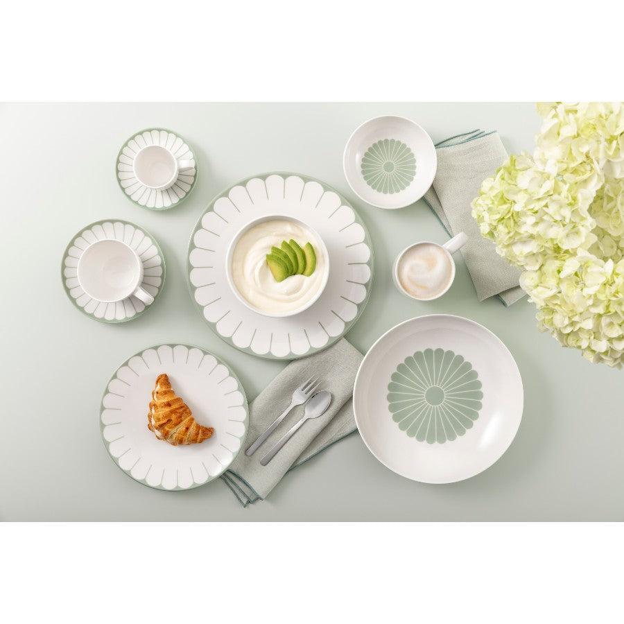 VILLEROY AND BOCH Fleur Vert Yeşil Porselen Kahve,Çay Fincan ve Tabağı D’Maison 