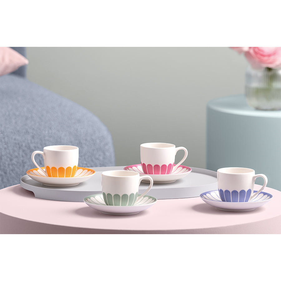 VILLEROY AND BOCH Fleur Vert Yeşil Porselen Türk Kahvesi Fincan Tabağı D’Maison 