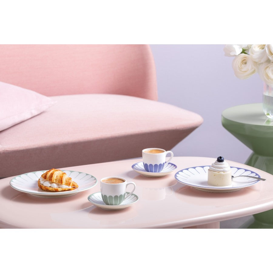 VILLEROY AND BOCH Fleur Bleu Mavi Porselen Türk Kahvesi Fincan ve Tabağı D’Maison 