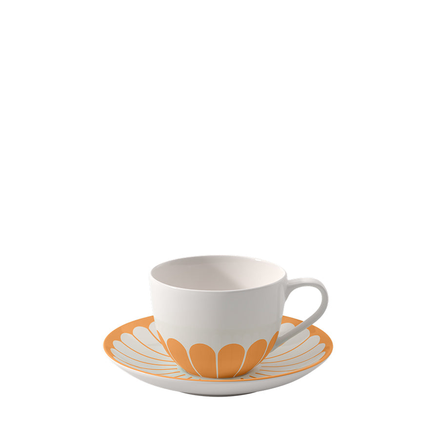 VILLEROY AND BOCH Fleur Soleil Turuncu Porselen Kahve ve Çay Fincanı D’Maison 