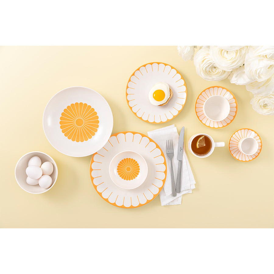 VILLEROY AND BOCH Fleur Soleil Turuncu Porselen Kahve ve Çay Fincan Tabağı D’Maison 