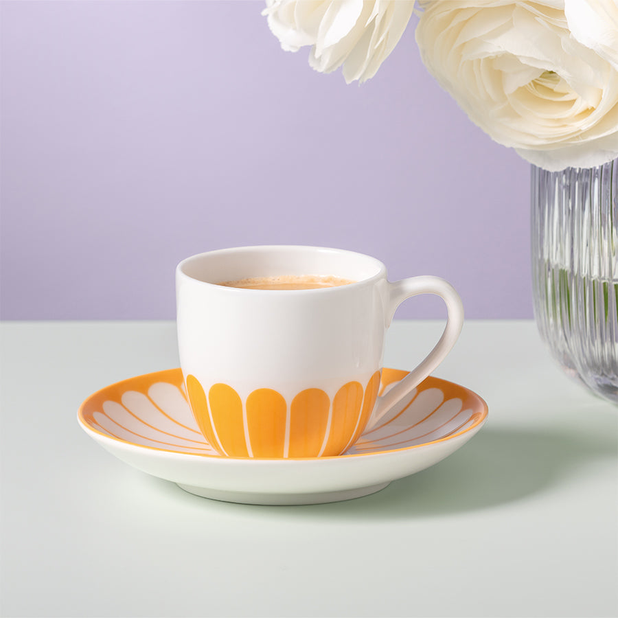 VILLEROY AND BOCH Fleur Soleil Turuncu Porselen Türk Kahvesi Fincanı D’Maison 