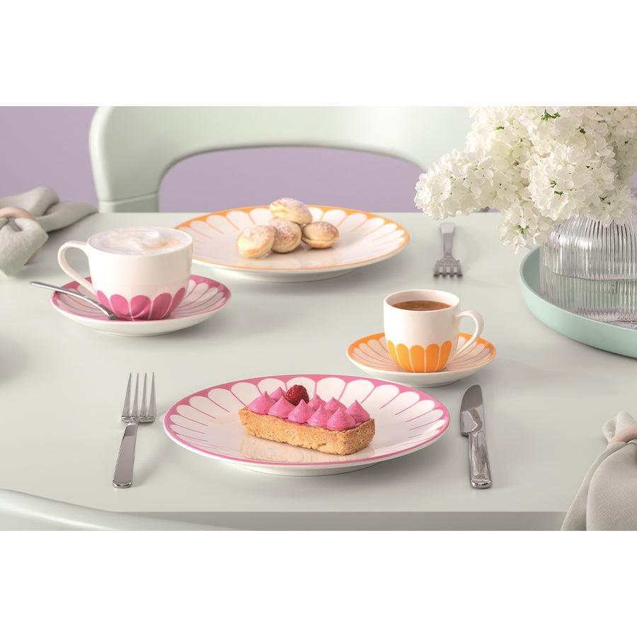 Fleur Cassis Pembe Porselen Kahve,Çay Fincan ve Tabağı